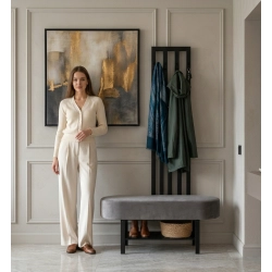 Ławka Do Przedpokoju Z Wieszakiem Metalowa Siedzisko Tapicerowane Stal LMW-12